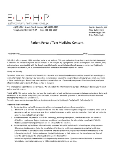 Portal Tele Medicine Consent