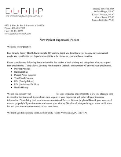New Patient Paperwork