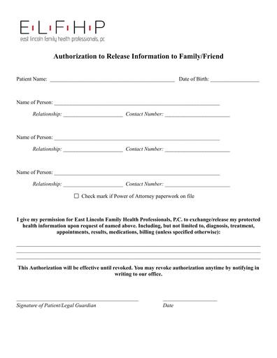 Release of Information/HIPAA