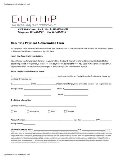 Payment on Account Agreement